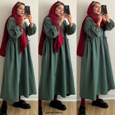 پیراهن دبل فیس بلند - Image 3