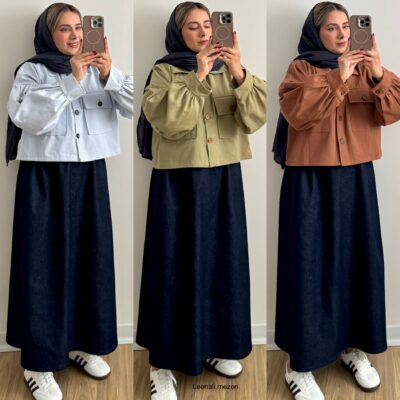 کراپ دامن جین رنگی